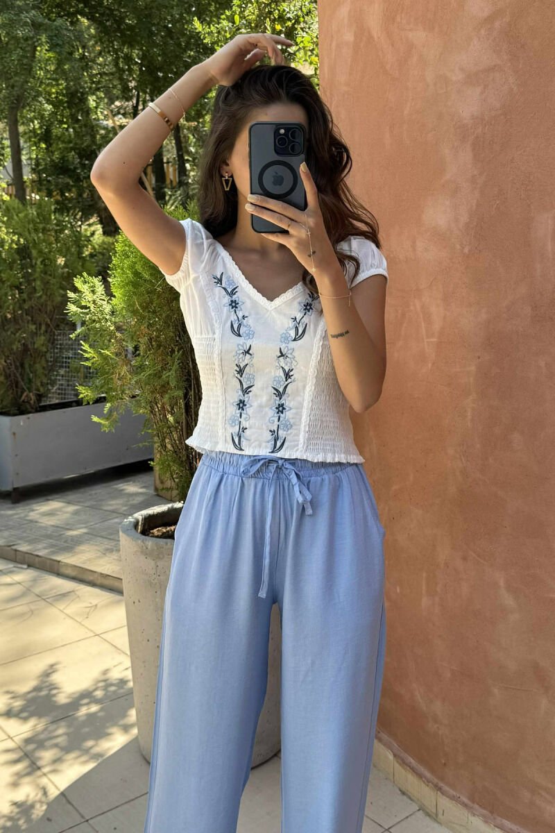 FRONT DESIGNS SIMPLE WOMEN T-SHIRT WHITE-BLUE/BABL - 3
