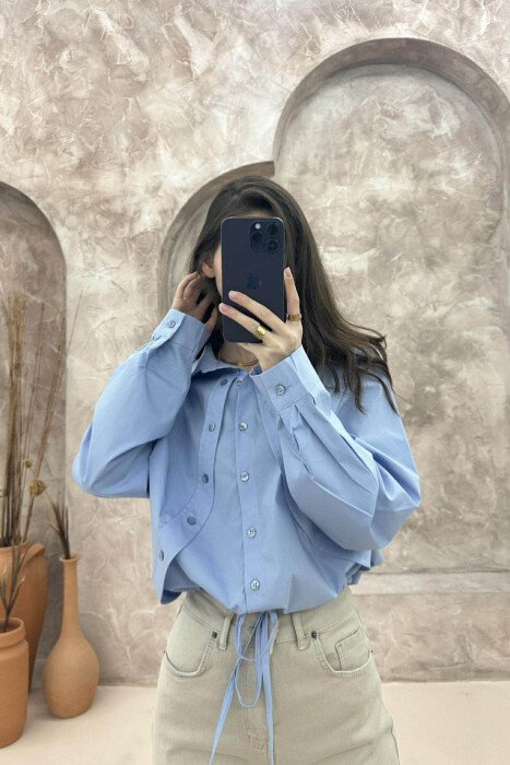 FRONT DETAILS WOMEN SHIRT BLUE/BLU - 1
