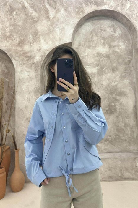 FRONT DETAILS WOMEN SHIRT BLUE/BLU - 2