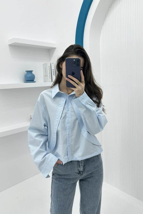 FRONT DETAILS WOMEN SHIRT LIGHT BLUE-LIGHT BLUE/BZ-BZ - 3