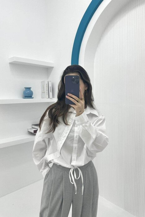 FRONT DETAILS WOMEN SHIRT WHITE-E BARDHE - 2