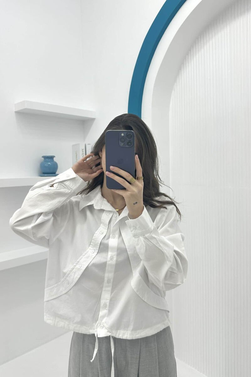 FRONT DETAILS WOMEN SHIRT WHITE-E BARDHE - 3