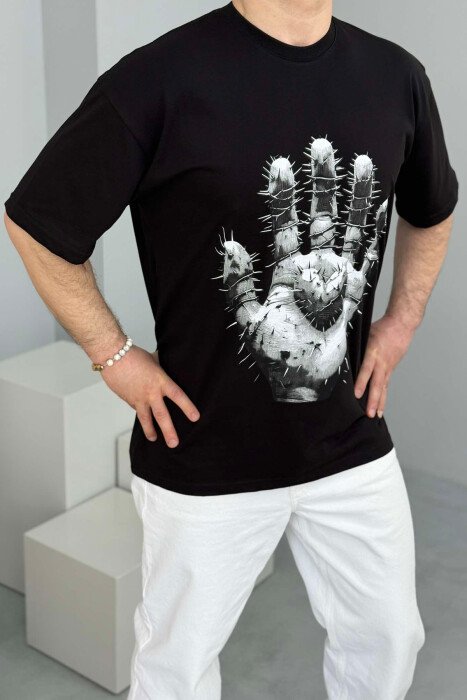 FRONT IMAGE BACK WRITTINGS MEN T-SHIRT BLACK/ E ZEZE 