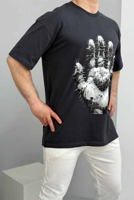 FRONT IMAGE BACK WRITTINGS MEN T-SHIRT DARK GREY/GEE 