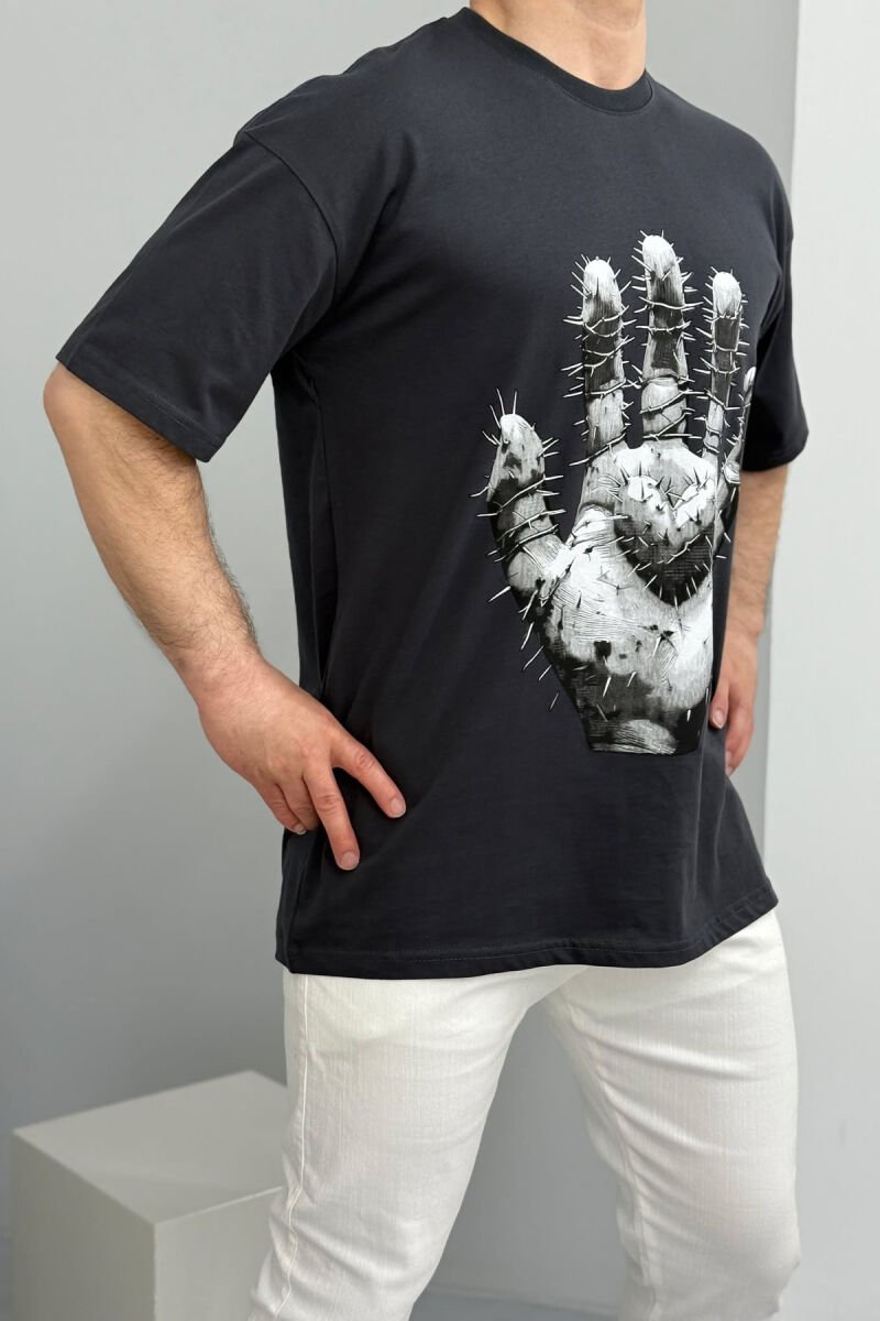 FRONT IMAGE BACK WRITTINGS MEN T-SHIRT DARK GREY/GEE - 1