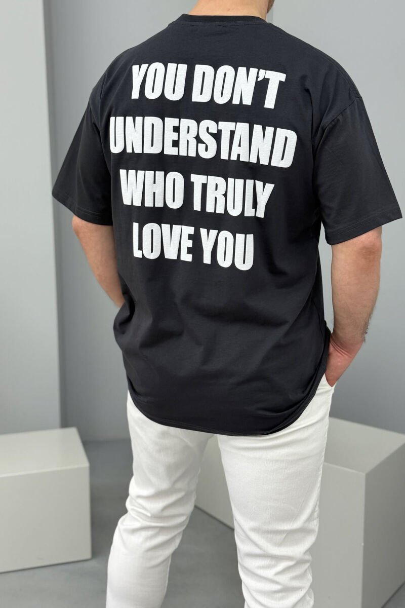 FRONT IMAGE BACK WRITTINGS MEN T-SHIRT DARK GREY/GEE - 2