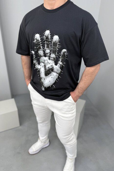 FRONT IMAGE BACK WRITTINGS MEN T-SHIRT DARK GREY/GEE - 3