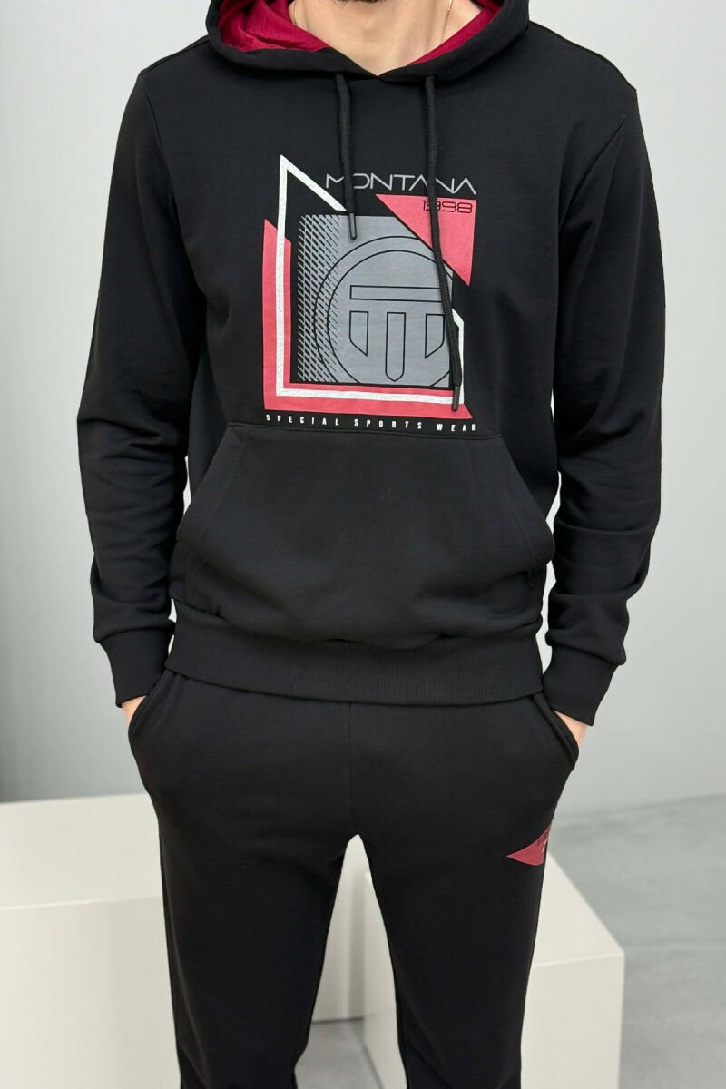 FRONT IMAGE HOODIE+SWEATPANTS MEN SET BLACK/ E ZEZE - 2