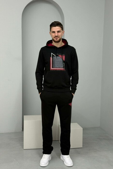 SET HOODIE ME IMAZH NE PJESEN PARA + TUTA PER MESHKUJ NE NGJYRE TE ZEZE - KLAUDIO FASHION