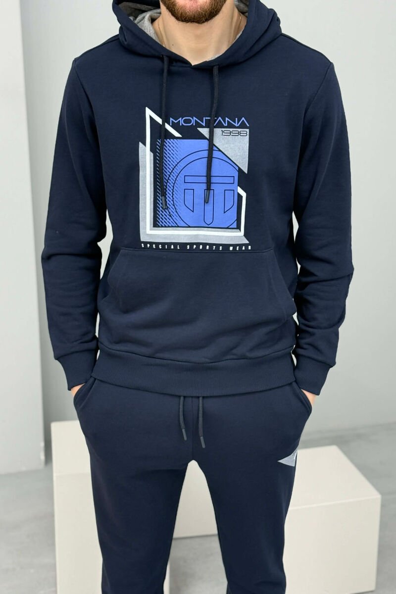 FRONT IMAGE HOODIE+SWEATPANTS MEN SET BLUE/BLU - 2