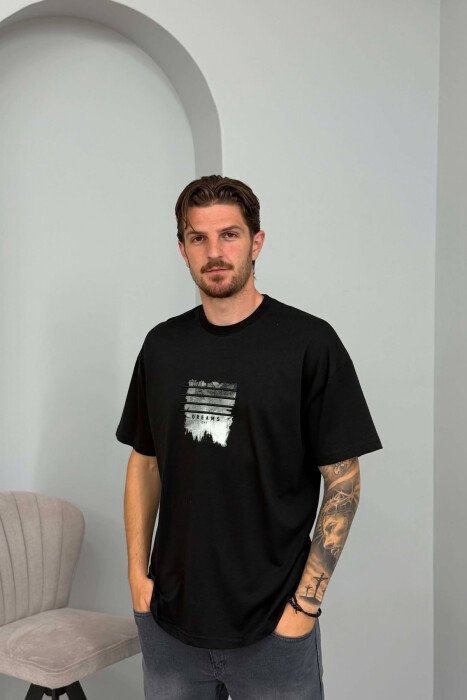 T-SHIRT NJE NGJYRESH ME IMAZH PARA PER MESHKUJ NE NGJYRE TE ZEZE - KLAUDIO FASHION