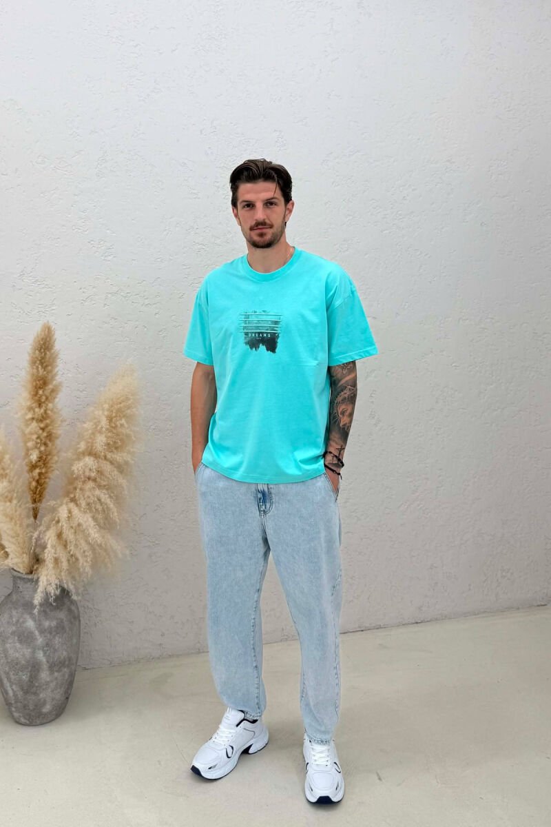 FRONT IMAGE ONE COLOR MEN T-SHIRT MINT/MENTE - 3