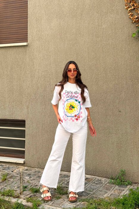 FRONT IMAGE ONE COLOR WOMAN T-SHIRT WHITE-E BARDHE - 5