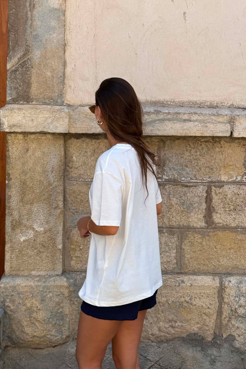 FRONT IMAGE ROUND NECK WOMEN T-SHIRT WHITE-E BARDHE - 3