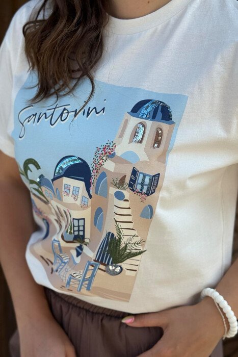 FRONT IMAGE SANTORINI WOMEN T-SHIRT WHITE-E BARDHE - 9