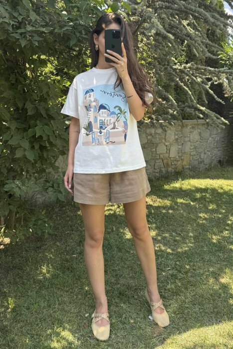 FRONT IMAGE SANTORINI WOMEN T-SHIRT WHITE-E BARDHE - 2