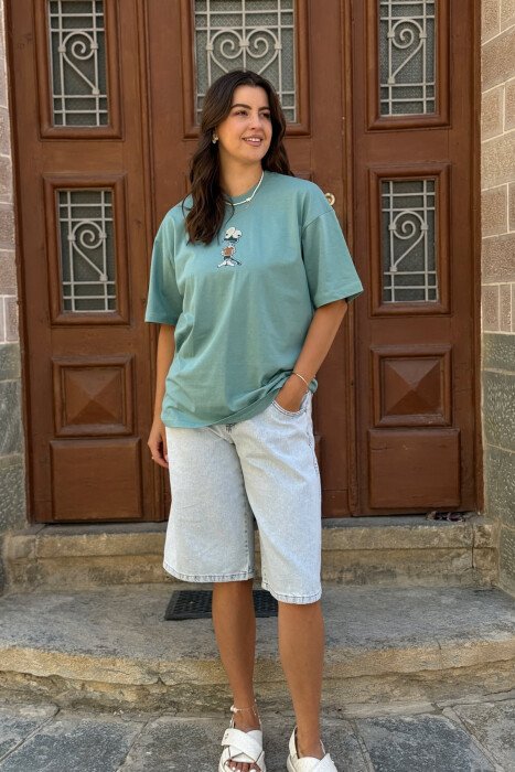 FRONT IMAGE SIMPLE WOMEN T-SHIRT BLUE STONE/GK 