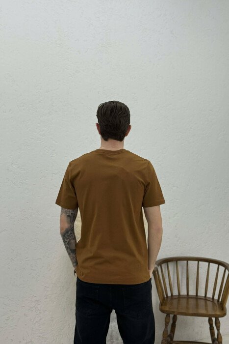 FRONT IMAGE SIMPLE MEN T-SHIRT BROWN/KAFE - 4