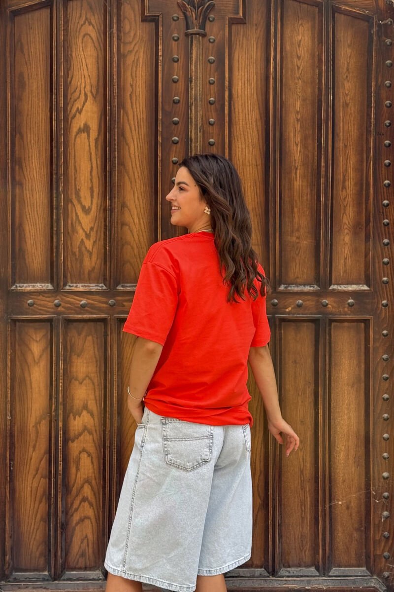 FRONT IMAGE SIMPLE WOMEN T-SHIRT DARK ORANGE/POE - 4