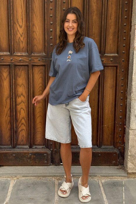 FRONT IMAGE SIMPLE WOMEN T-SHIRT LIGHTBLUE/BZ 