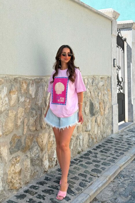 FRONT IMAGE SIMPLE WOMAN T-SHIRT PINK/ROZE - 3
