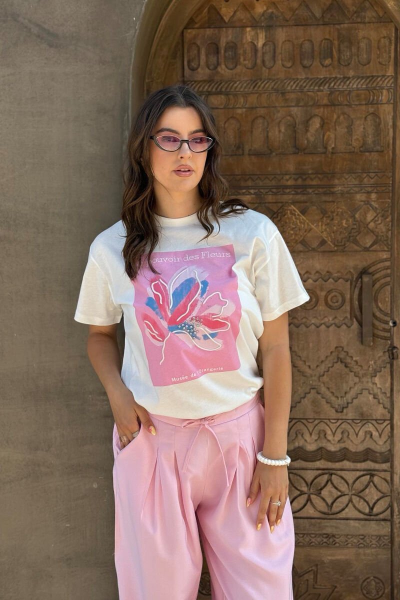 FRONT IMAGE SIMPLE WOMEN T-SHIRT WHITE-PINK/BARO - 5