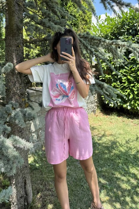 FRONT IMAGE SIMPLE WOMEN T-SHIRT WHITE-PINK/BARO - 2