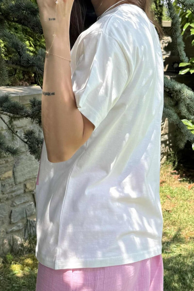 FRONT IMAGE SIMPLE WOMEN T-SHIRT WHITE-PINK/BARO - 4