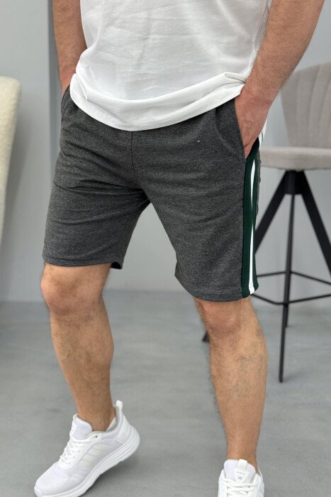 FRONT IMAGE T-SHIRT+SHORTS MEN SET WHITE-DARK GREY/BAGE - 3