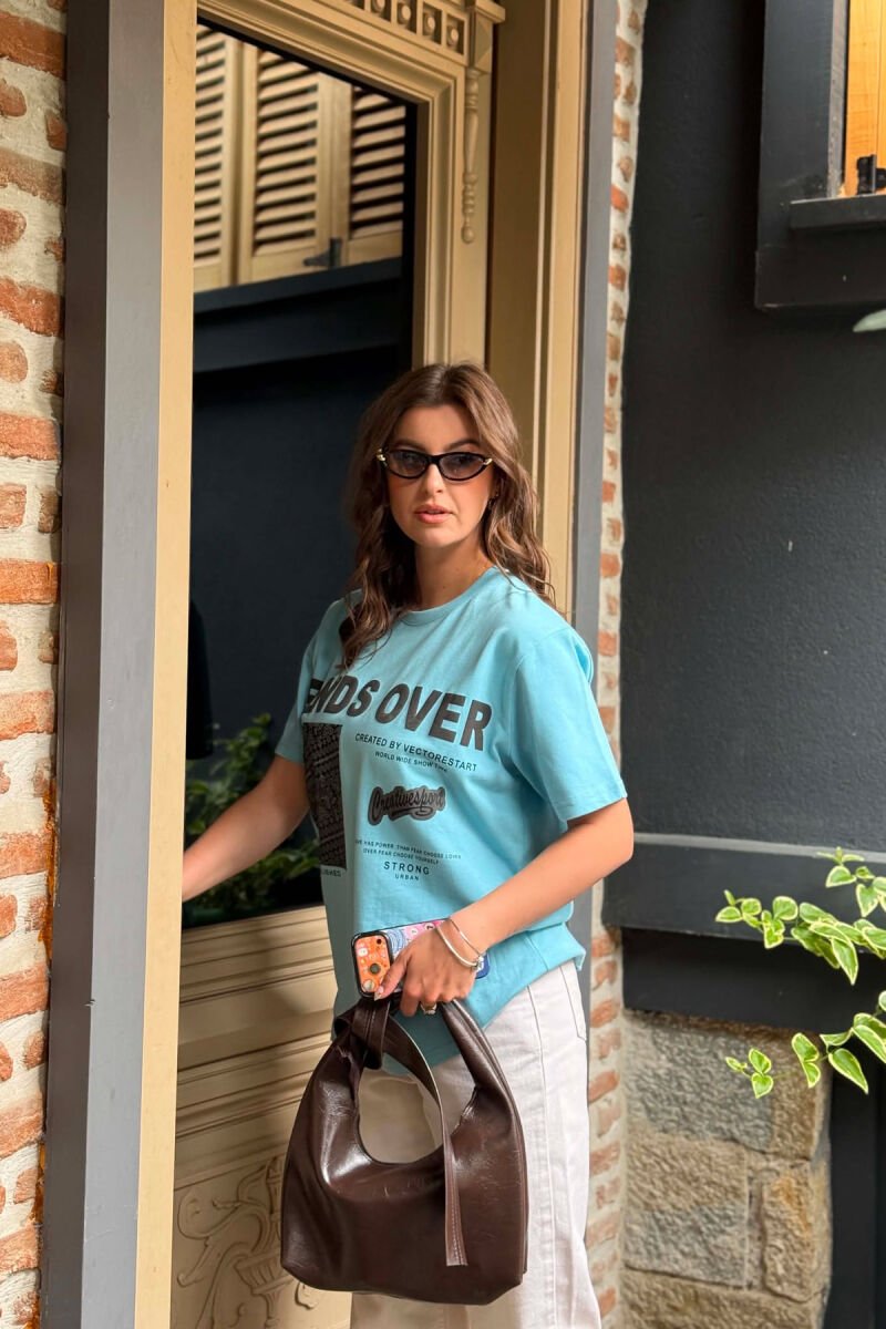 FRONT IMAGE & WITTINGS WOMEN T-SHIRT + 6 PAIR SOCKS LIGHTBLUE/BZ - 2