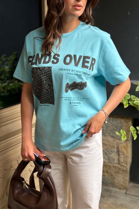 FRONT IMAGE & WITTINGS WOMEN T-SHIRT + 6 PAIR SOCKS LIGHTBLUE/BZ - 5