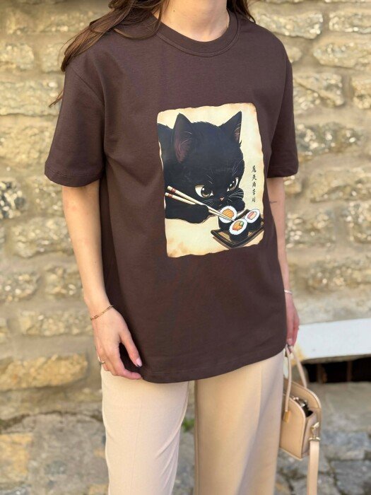 FRONT IMAGE WOMAN T-SHIRT BROWN/KAFE - 5
