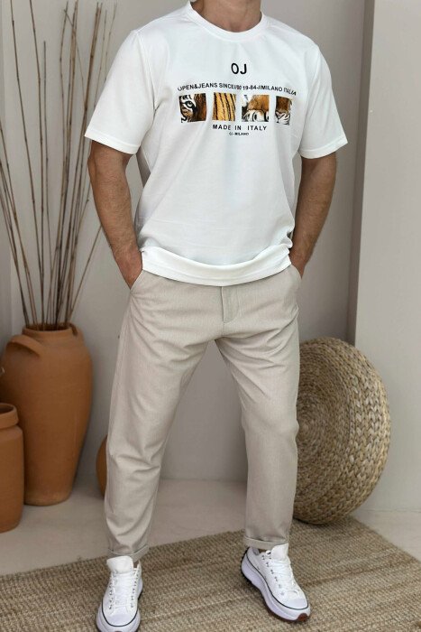FRONT IMAGE WRITTINGS MEN T-SHIRT WHITE-E BARDHE - 