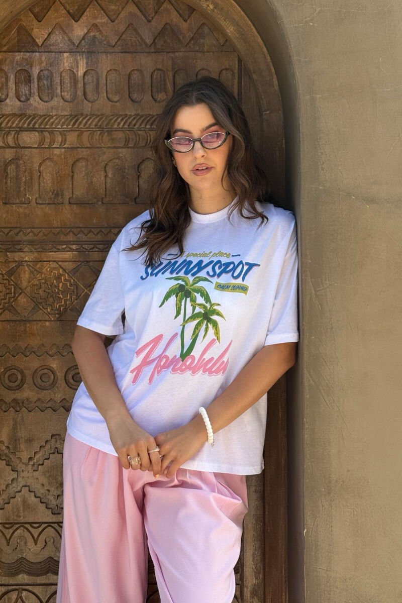 FRONT IMAGE WRITTINGS WOMEN T-SHIRT WHITE-E BARDHE - 4