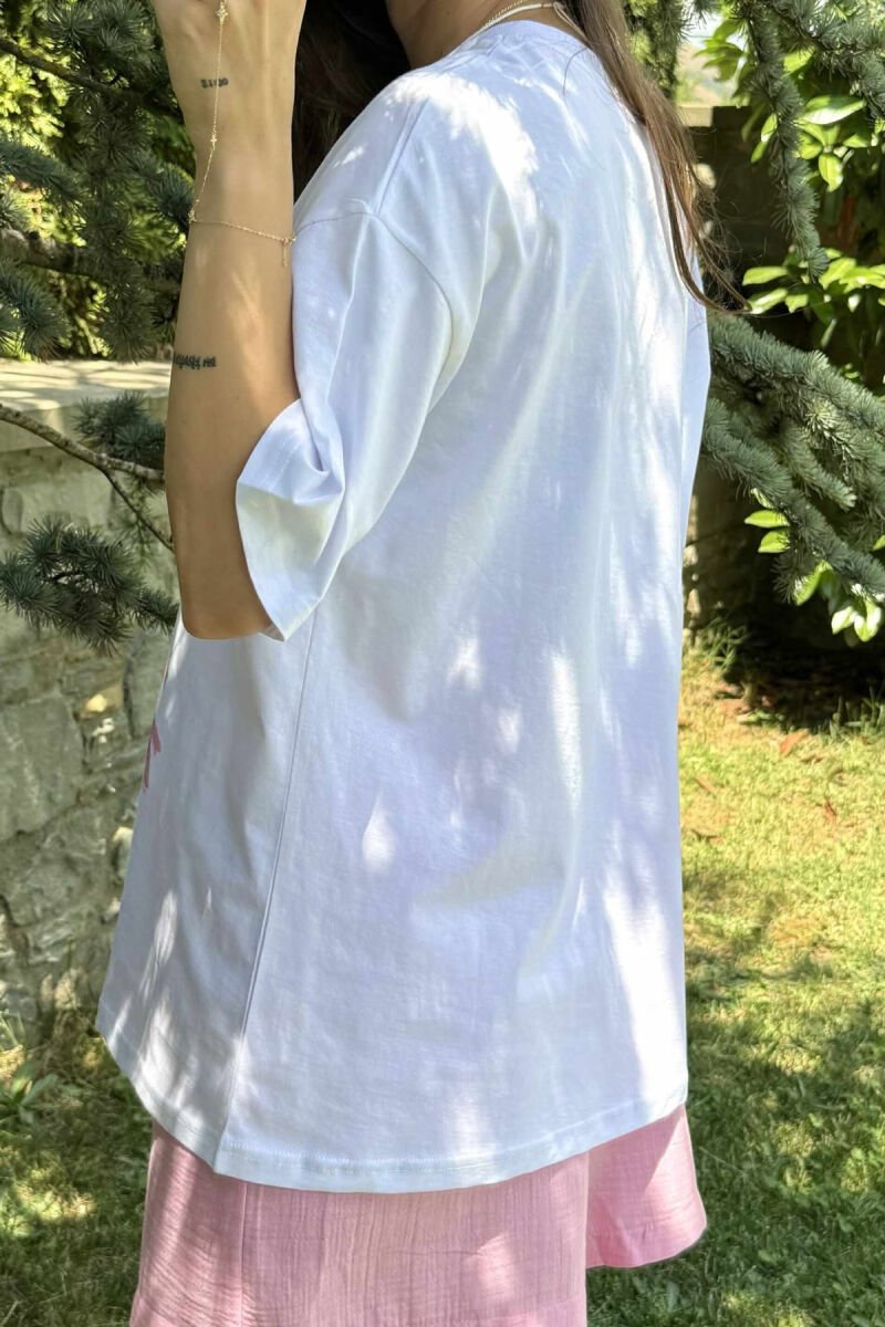 FRONT IMAGE WRITTINGS WOMEN T-SHIRT WHITE-E BARDHE - 3