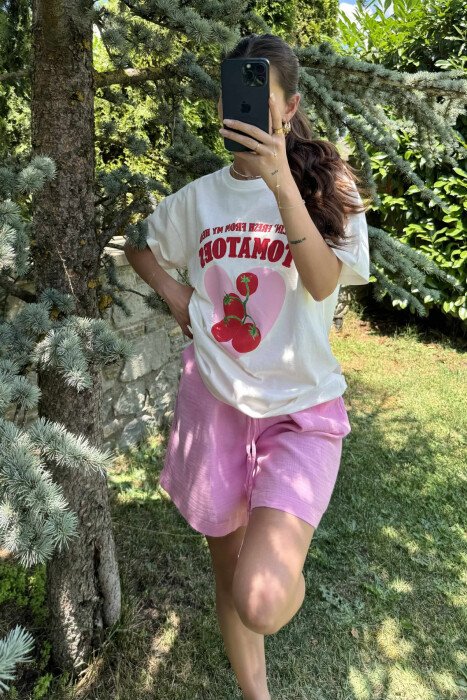FRONT IMAGE WRITTINGS WOMEN T-SHIRT WHITE-E BARDHE - 2