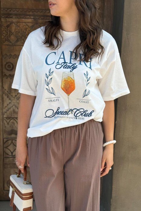 FRONT IMAGE WRITTINGS WOMEN T-SHIRT WHITE-E BARDHE - 8