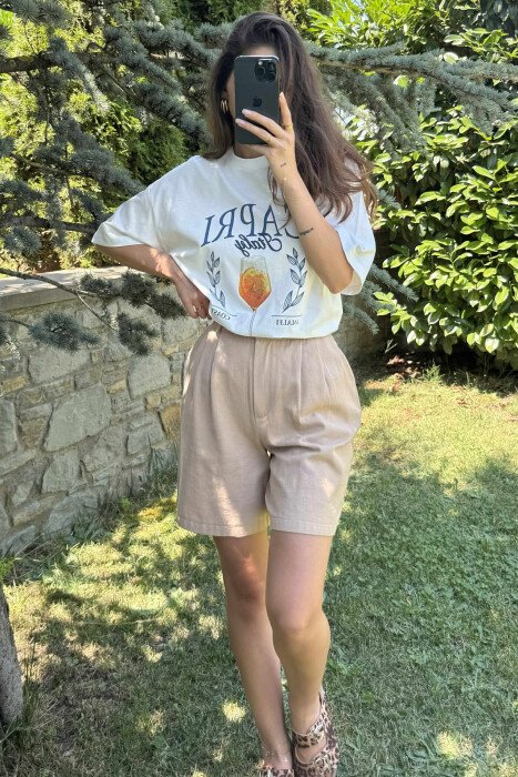 FRONT IMAGE WRITTINGS WOMEN T-SHIRT WHITE-E BARDHE - KLAUDIO FASHION
