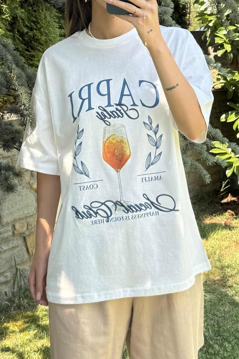 FRONT IMAGE WRITTINGS WOMEN T-SHIRT WHITE-E BARDHE - 3