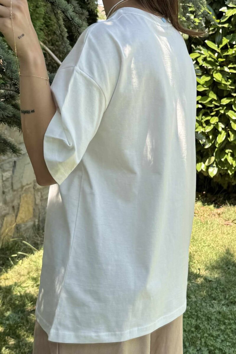 FRONT IMAGE WRITTINGS WOMEN T-SHIRT WHITE-E BARDHE - 4