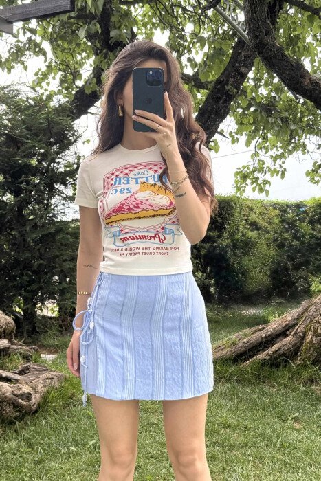FRONT IMAGE WRITTINGS WOMEN T-SHIRT WHITE-E BARDHE - 2