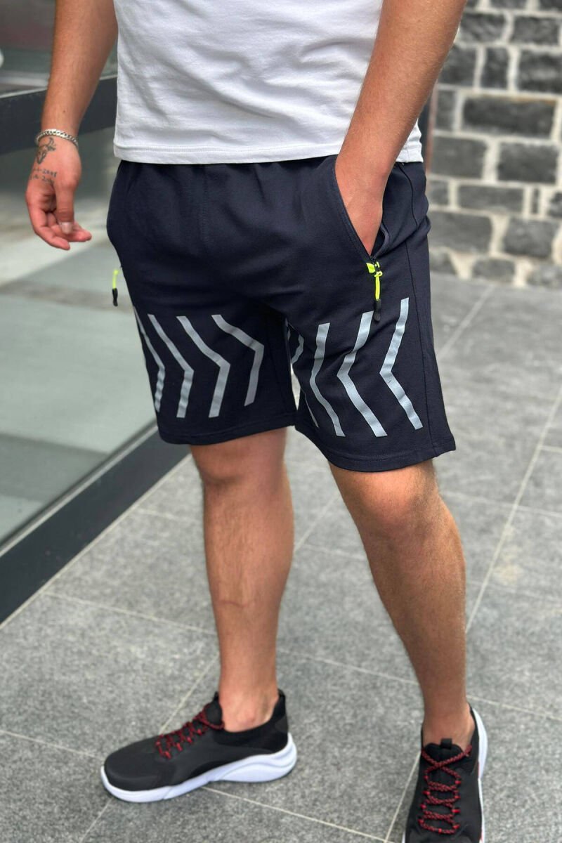 FRONT LINE DESIGN MEN SHORTS DARK BLUE/BEE - 1