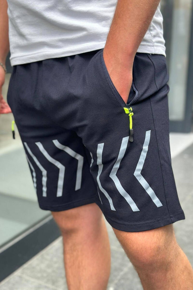 FRONT LINE DESIGN MEN SHORTS DARK BLUE/BEE - 2