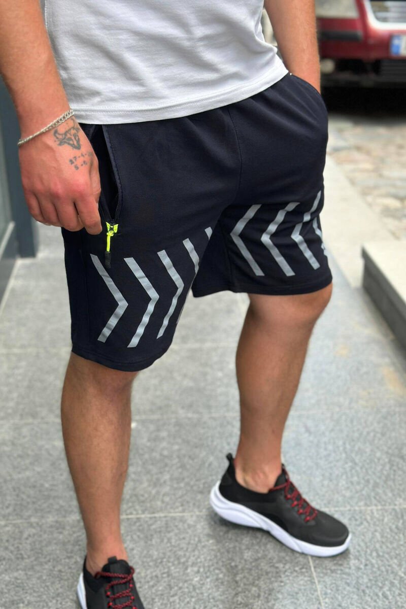 FRONT LINE DESIGN MEN SHORTS DARK BLUE/BEE - 3