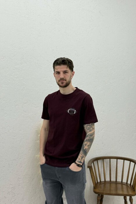 FRONT LITTLE IMAGE MEN T-SHIRT BURGUNDY/VISHNJE - 3