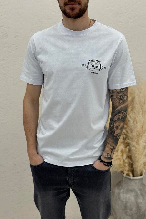 FRONT LITTLE IMAGE MEN T-SHIRT WHITE-E BARDHE - 3