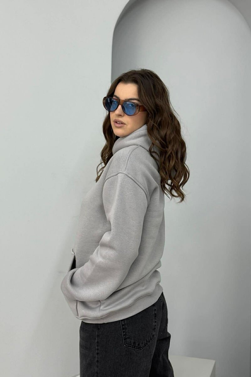 FRONT LITTLE WRITTINGS FLUFFY WOMEN HOODIE GREY/GRI - 3