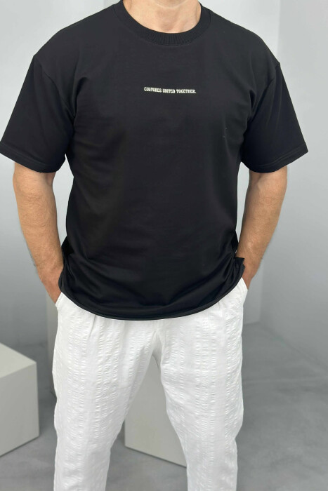 FRONT LITTLE WRITTINGS MEN T-SHIRT BLACK/ E ZEZE - 3