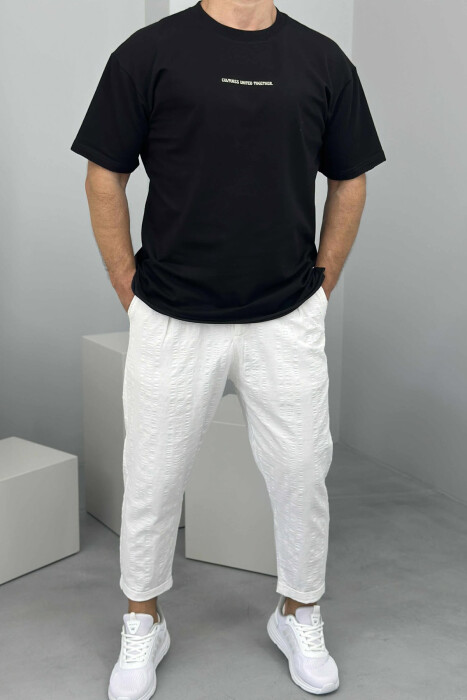FRONT LITTLE WRITTINGS MEN T-SHIRT BLACK/ E ZEZE - 