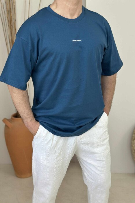 FRONT LITTLE WRITTINGS MEN T-SHIRT BLUE/BLU 
